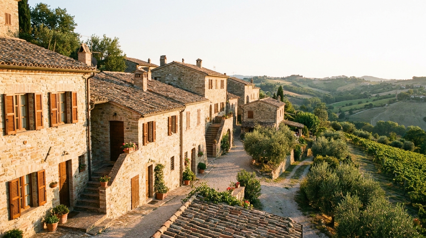 Borgo restaurato nelle colline marchigiane