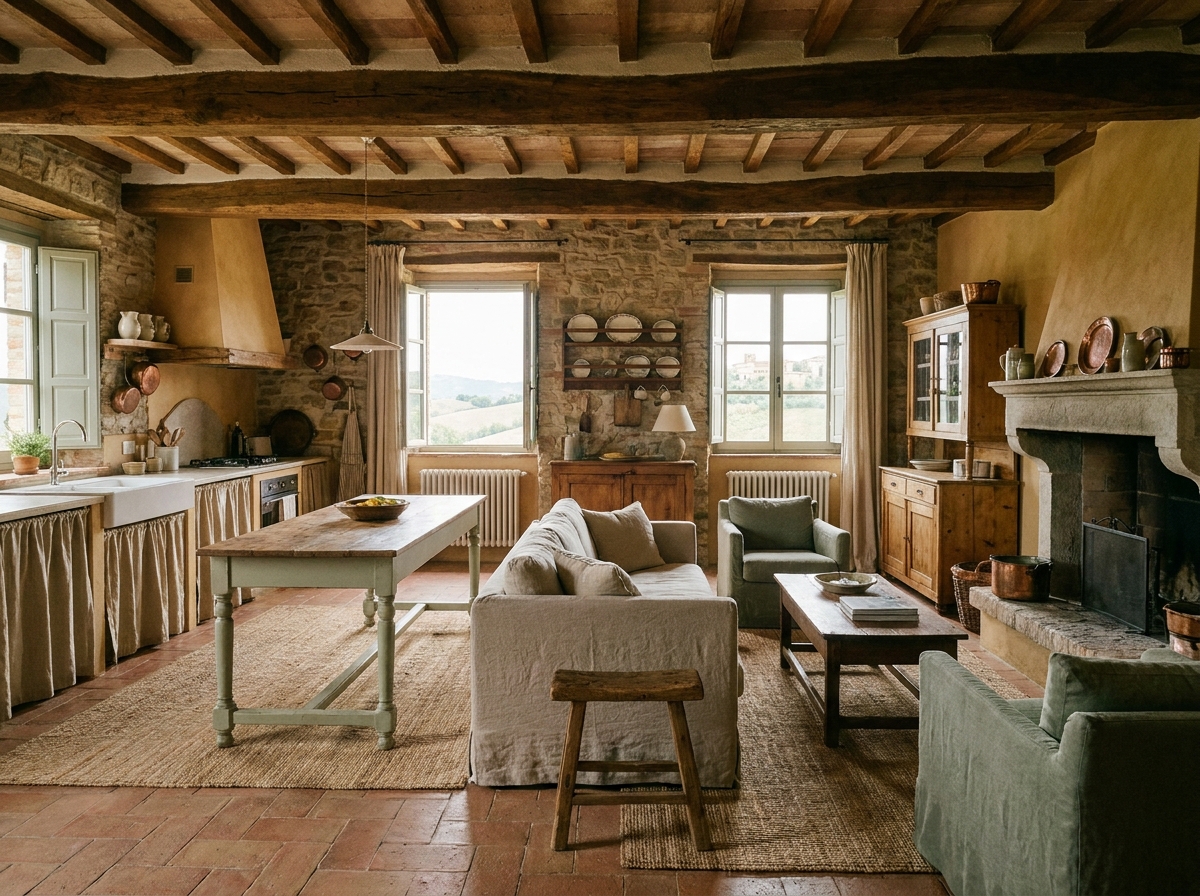 Interno accogliente di una casa vacanza restaurata